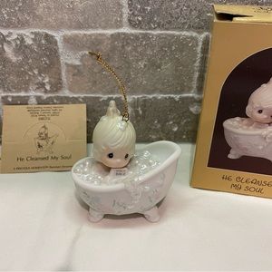 VTG 1987 Precious Moments “He Cleansed My Soul” Christmas Ornament.  Baptism